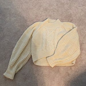 Mock neck cable sweater